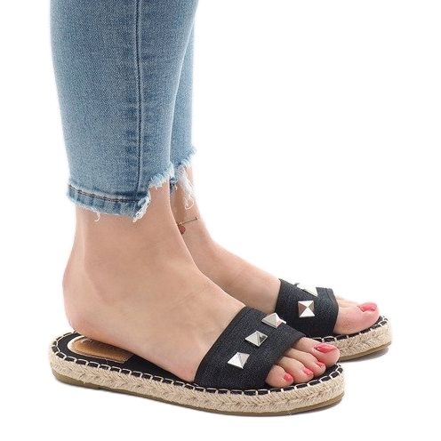 Zapatilla jeans negros 7087 tachuelas 1