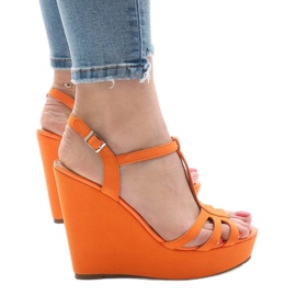 Sandalias de cuña naranja A-8A 2