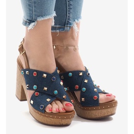 Sandalias azules en plataforma 1669 1