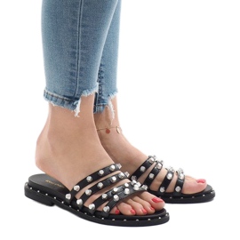 Pantuflas negras con tachuelas LK-2802 negro 1 Pantuflas negras con tachuelas LK-2802 negro 1