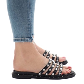 Pantuflas negras con tachuelas LK-2802 negro 2