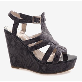 Sandalias de cuña negras A-7A negro 1