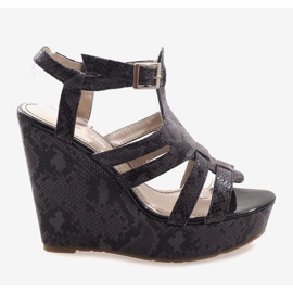 Sandalias de cuña negras A-7A negro 2