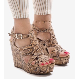 Sandalias de cuña camel A-7A marrón 1 Sandalias de cuña camel A-7A marrón 1