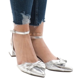 Sandalias de tacón plateadas 1702-2 gris 2
