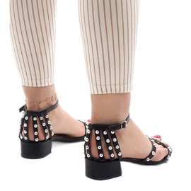 Sandalias negras de tacón 77-11 negro 3