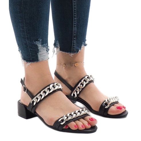 Sandalias negras de tacón 77-15 negro 1 Sandalias negras de tacón 77-15 negro 1