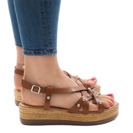 Sandalias de alpargatas camel en la plataforma 314-2B marrón 2
