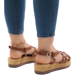 Sandalias de alpargatas camel en la plataforma 314-2B marrón 3