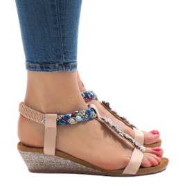 Sandalias de cuña rosa con elástico B133-3 rosado multicolor 2