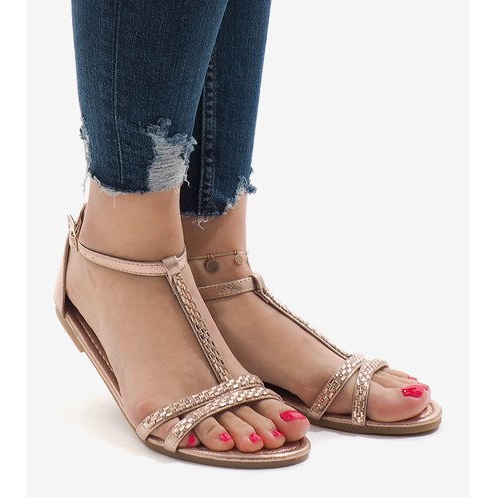 Sandalias champán adornadas con WL017 amarillo 2