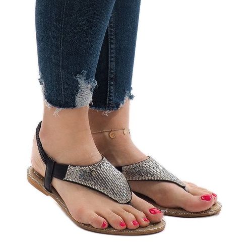 Sandalias negras decoradas con JN1359-2 negro 1 Sandalias negras decoradas con JN1359-2 negro 1