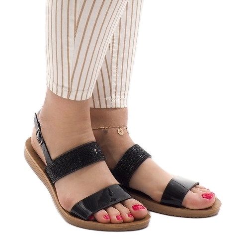 Sandalias negras con lentejuelas G-515-01 negro 1 Sandalias negras con lentejuelas G-515-01 negro 1