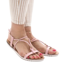 Sandalias planas rosas con hebilla B138-5 rosado 1