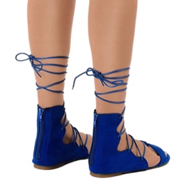 Sandalias planas de lazo azul 289-16 3