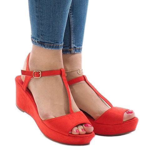 Sandalias cuña rojas 6-309 rojo 2