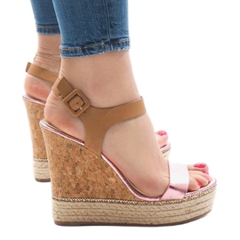 Sandalias de cuña lacadas rosa VB76063 rosado 2