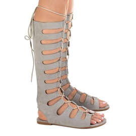 Sandalias gladiadoras planas grises 289-9 2