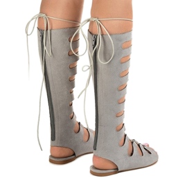 Sandalias gladiadoras planas grises 289-9 3