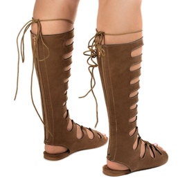 Sandalias gladiadoras planas marrones 289-9 marrón 3