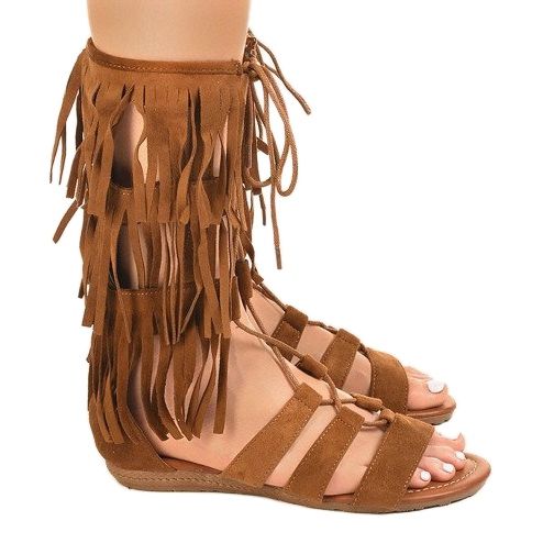 Sandalias gladiadoras planas marrones D-41 marrón 1