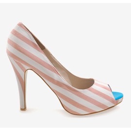 Tacones abiertos rosa K011 blanco 2