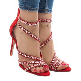 Sandalias rojas de tacón alto 9081-9 rojo 1