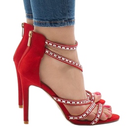 Sandalias rojas de tacón alto 9081-9 rojo 2