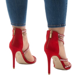 Sandalias rojas de tacón alto 9081-9 rojo 3