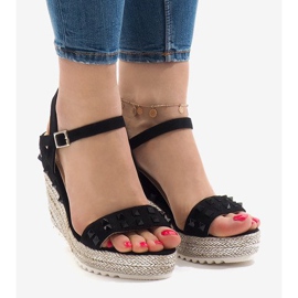 Sandalias de cuña de ante negro con tachuelas TS-16 3