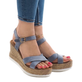 Sandalias de cuña azul XL104 1 Sandalias de cuña azul XL104 1