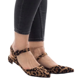 Sandalias bailarinas con estampado de leopardo 77-100 marrón 1