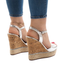 Sandalias de cuña plateadas 226-1 gris 3