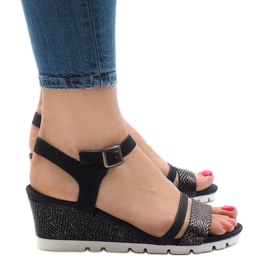 Sandalias negras en la plataforma Y-8217 negro 1