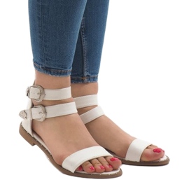 Sandalias planas blancas con hebilla 170 blanco 1