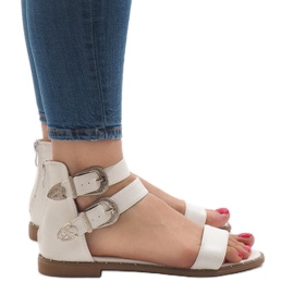 Sandalias planas blancas con hebilla 170 blanco 2