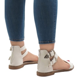 Sandalias planas blancas con hebilla 170 blanco 3