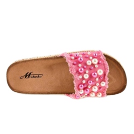 Zapatillas rosa decoradas 1035 perlas rosado 4