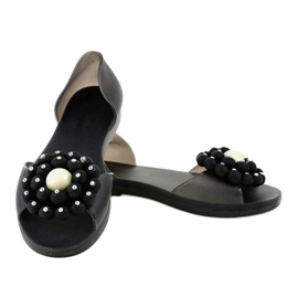 Sandalias Meliski negras con flor HM701 negro 3