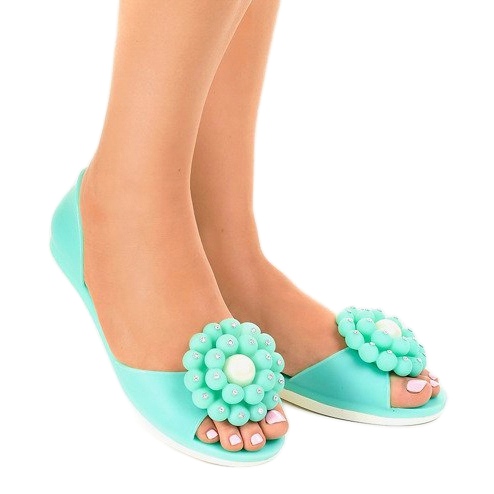 Sandalias meliski verde con flor HM701 1