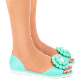 Sandalias meliski verde con flor HM701 3