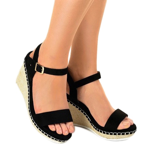 Sandalias de cuña negras U-6291 negro 1