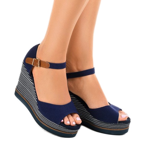 Sandalias cuña alpargatas azul marino 9079 1