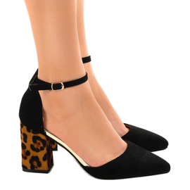 Tacones de ante negro FR276 marrón 2