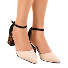 Tacones de ante beige FR276 marrón negro 1