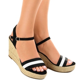 Sandalias cuña alpargatas negras 9072 negro 1