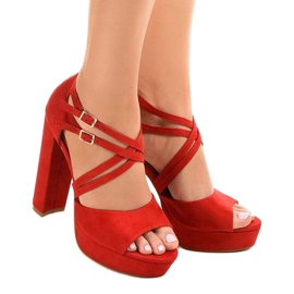 Sandalias rojas sobre ante de poste D09 rojo 1