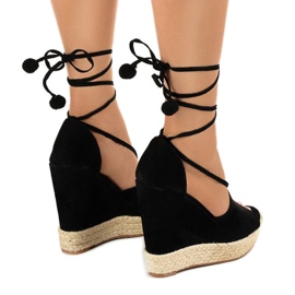Sandalias cuña negras alpargatas F35-18 negro 3