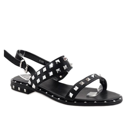 Sandalias negras con tachuelas C123 negro 1