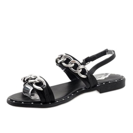 Sandalias negras con cadena 18124 negro 2